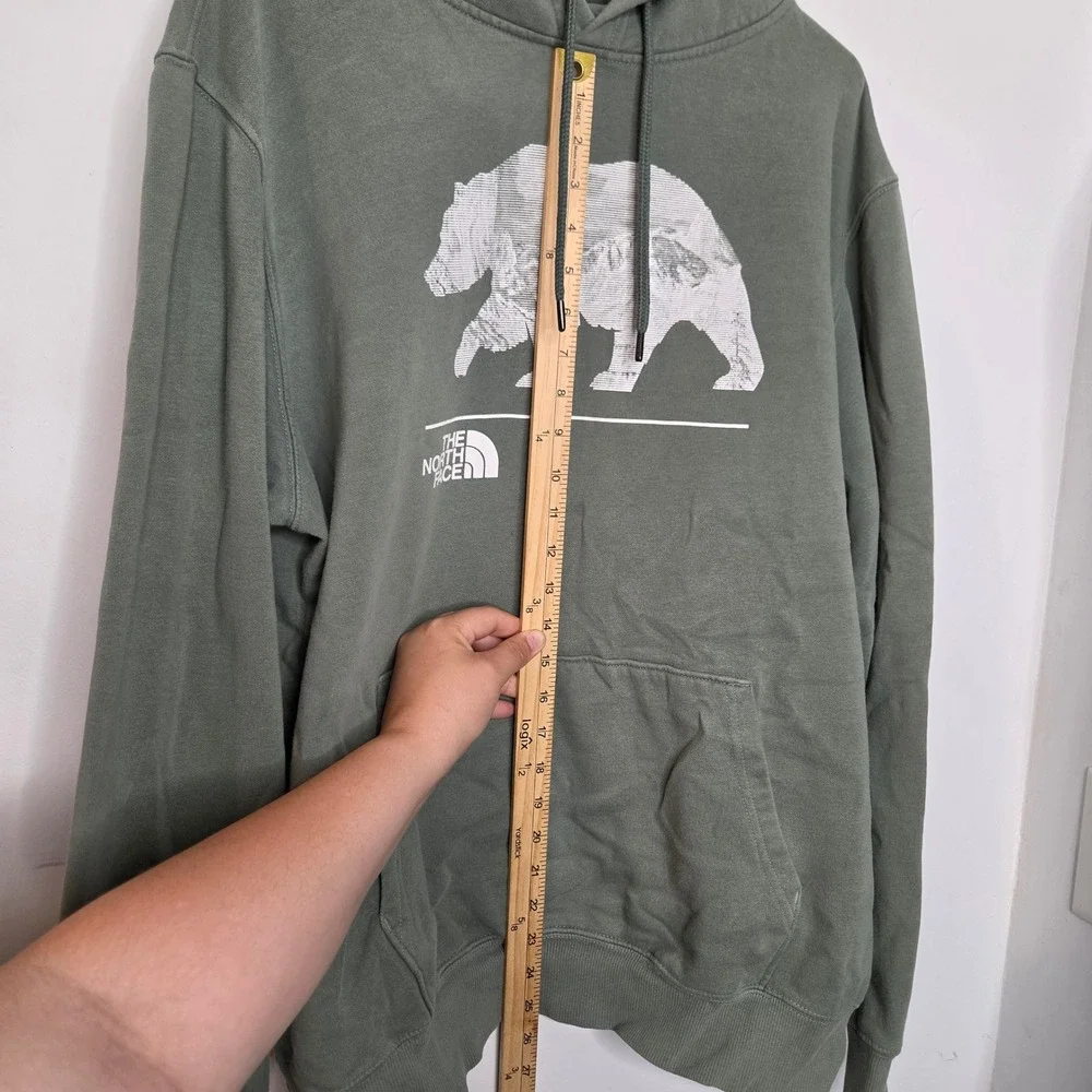 The North Face Mens XL Sage Green Grizzly Bear Mountain Graphic Hoodie Pullover